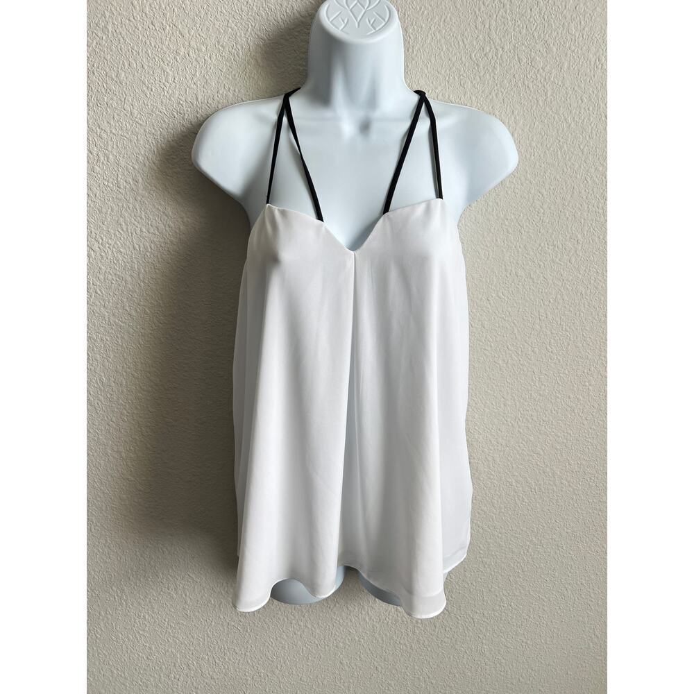 Express White Strappy Relaxed Cami Tank Blouse Women's S Flowy Halter Dressy